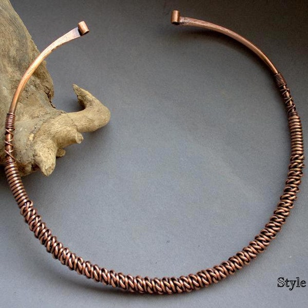 Copper Neck Torc, Viking Torc, Nordic Torc, Torque Necklace, Celtic Necklace, Viking Jewelry, Norse, Larp, Wire Wrapped, Unisex, Open Choker