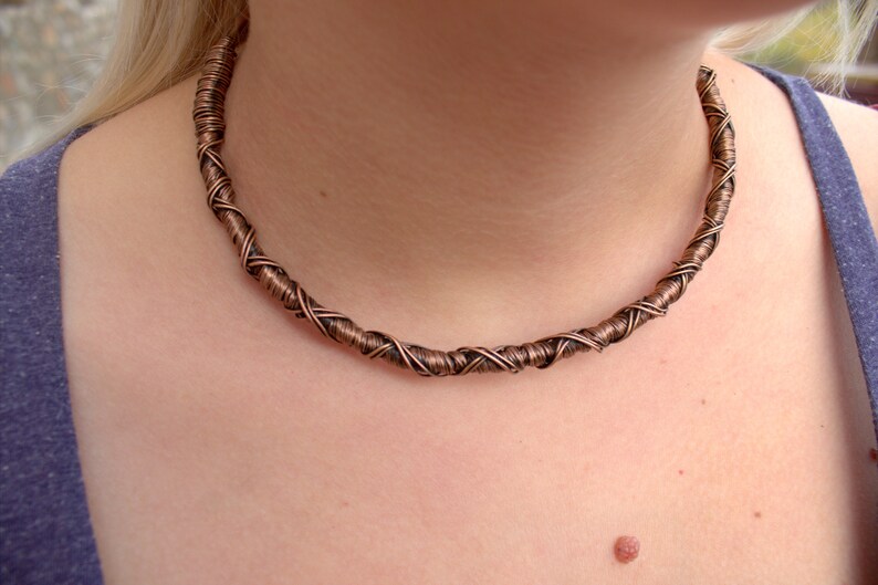 Copper Choker Necklace Open Choker Necklace Torque Etsy