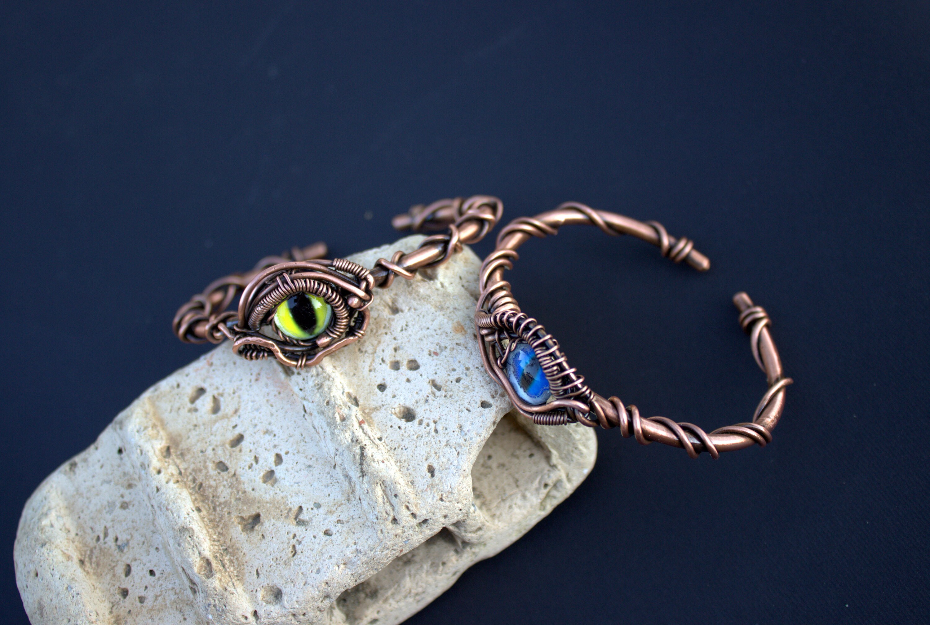 Dragon Eye Bracelet Wire Wrap Fantasy Bracelet Gothic Etsy