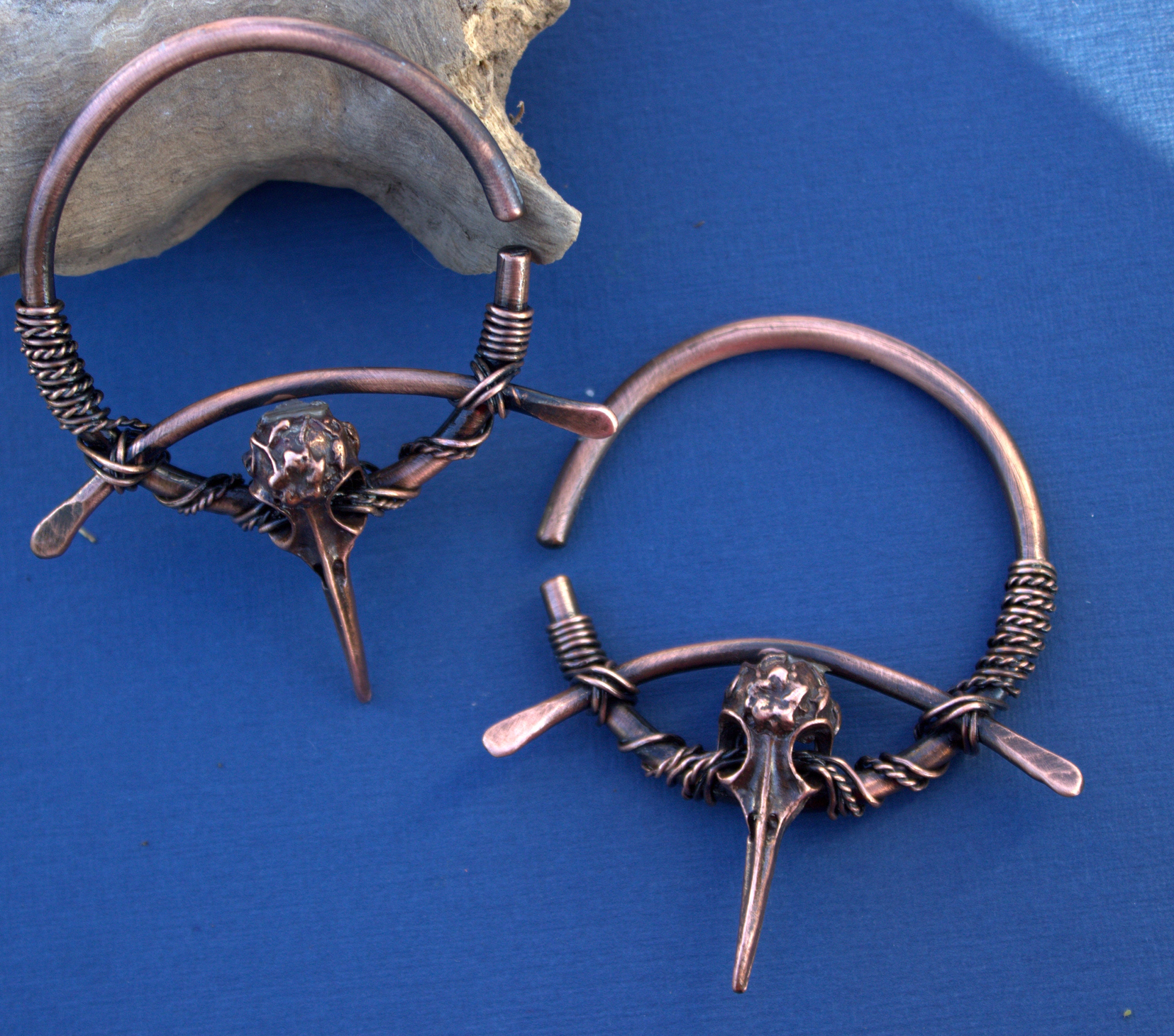 Skull Bird Raven Hoop Tunnel Earrings 6 Gauge Ear Weight Etsy