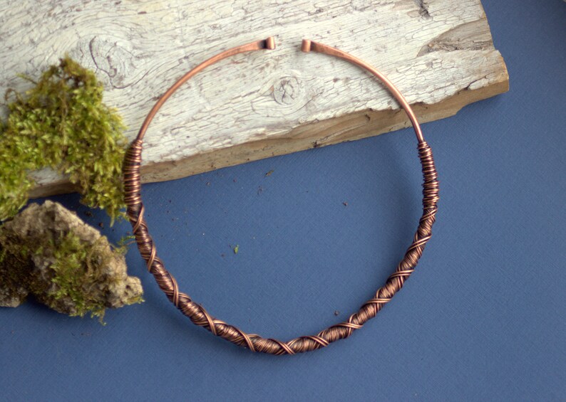 Copper Choker Necklace Open Choker Necklace Torque Etsy