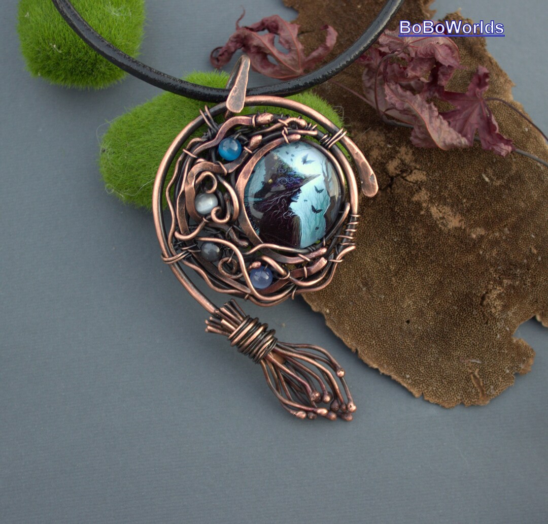 Witch Broomstick Necklace, Witch Broomstick Jewelry Handmade