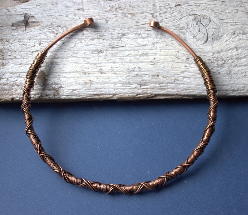 Copper Choker Necklace Open Choker Necklace Torque Etsy