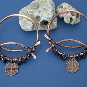 Viking Ear Weights 6g, Copper Ear Hangers, Celtic, Stretched lobes earring, Vegvisir, Viking Compass, Ear Weights Large, Nordic Ear Plugs