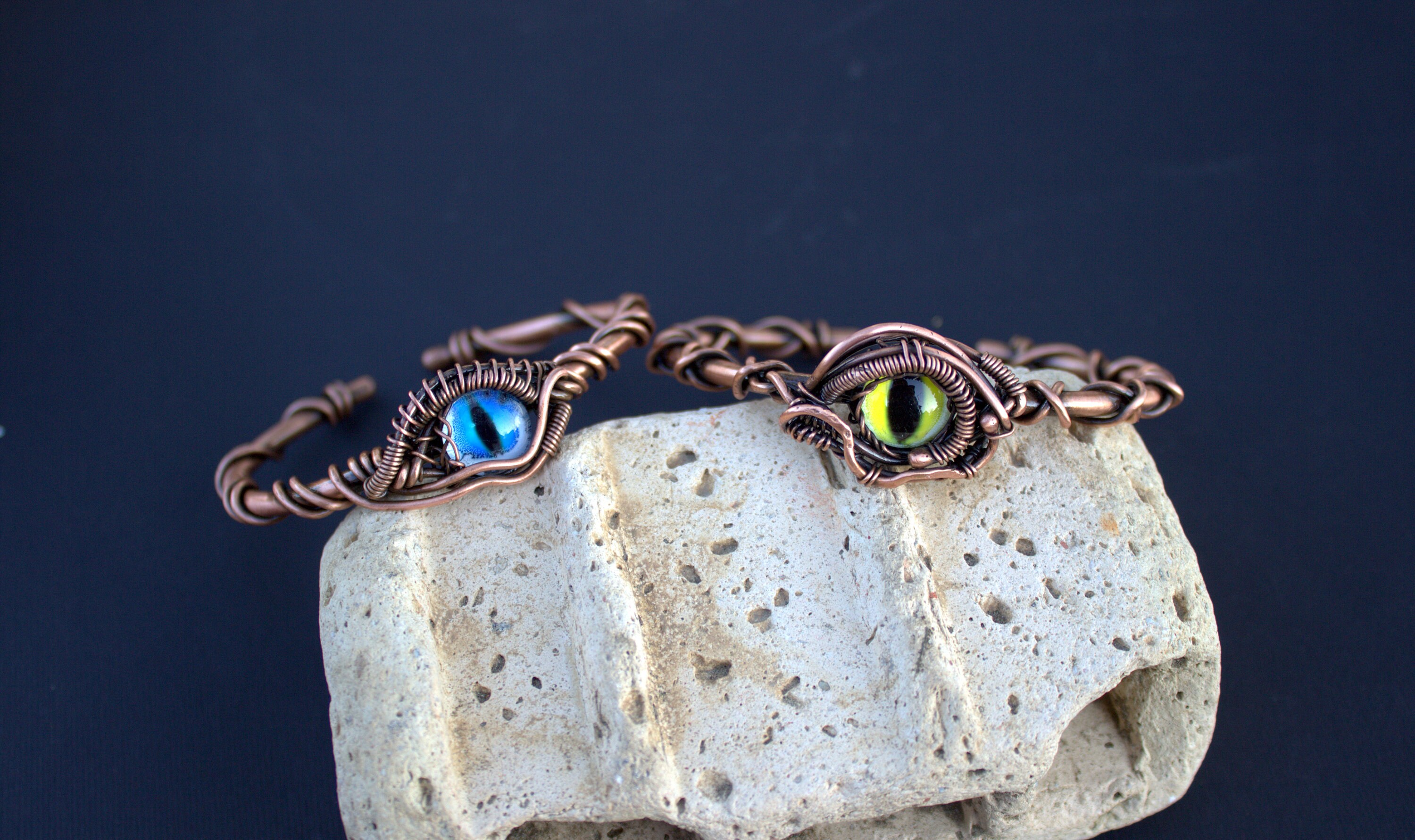 Dragon Eye Bracelet Wire Wrap Fantasy Bracelet Gothic Etsy
