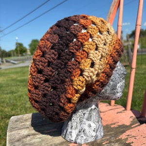Crocheted Slouchy Beanie Hat: Boho Hippie Style, Autumn Festival Wear