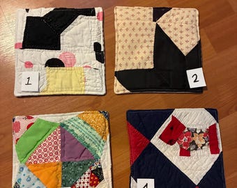 Hotpads, trivets, potholders from vintage quilts