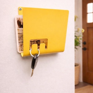 Steel Mail Holder, Mid Century Modern Key Rack, Entryway Organizer