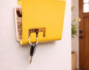 Steel Mail Holder, Mid Century Modern Key Rack, Entryway Organizer