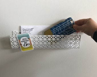 Minimalist Steel Letter Holder - Mid Century Modern Mail Organizer in Powder Coated Finish