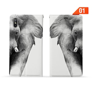 Personalised Initials Name Leather Wallet Stand Flip Case for iPhone 15 Pro Max 15 14 Plus iPhone 15 14 13 12 11 X elephant