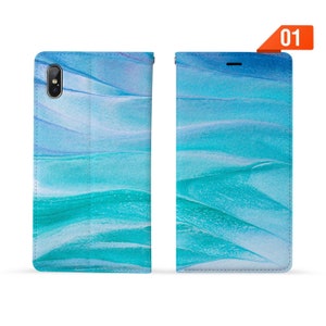 Personalised Name Leather Wallet Stand Flip Case iPhone 15 Pro Max 15 14 Plus iPhone 15 14 13 12 11 X abstract painting