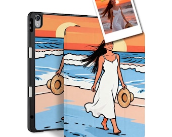 Custom iPad Case with Pencil Holder - Personalized Simplified Character from Your Photo - Fits Pro 13" 12.9" 11", Air 6/5, 10th Gen, Mini