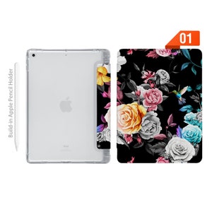 iPad See Through Smart Case Leather Stand Cover with Pencil Holder for iPad Pro 12.9 11 9.7 Air 10.9 10.5 10.2 mini 4 5