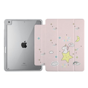 Acrylic iPad case iPad Pro 12.9 11 iPad Mini 6 iPad 10.9 10.2 9.7 iPad 7 8 9 iPad 10 2022 case with pencil holder custom gift unicorn 04