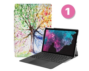 Microsoft Surface Pro 12 11 10 9 8 7 6 5 4、Surface Go用ヴィーガンレザーフォリオケース - Copilot+ ReadyFlower