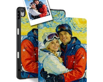Custom iPad Case with Pencil Holder - Personalized Block Style Character from Your Photo - Fits Pro 13" 12.9" 11", Air 6/5, 10th Gen, Mini