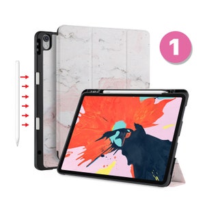 iPad Smart Case with Pencil Holder for 2025 iPad Pro 13 Air 13 M4 12.9 Pro M1 M2 Air 11 10.9 Pro 11&quot; 9.7 10.2 Auto Sleep/Wake Pink Marble
