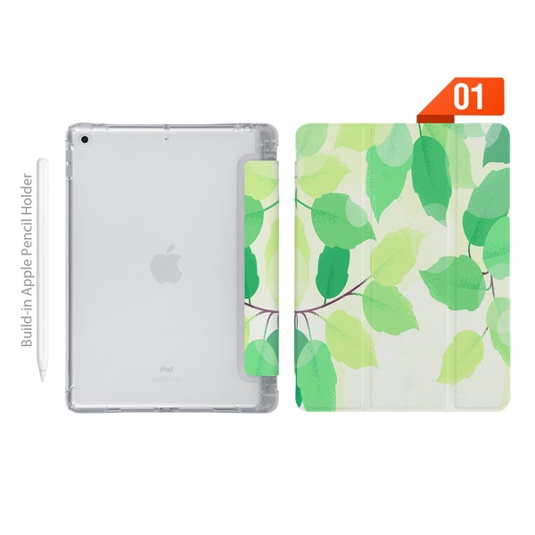 iPad See Through Smart Case Leather Stand Cover with Pencil Holder for iPad Pro 12.9 11 9.7 Air 10.9 10.5 10.2 mini 4 5