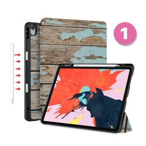 iPad Smart Case with Pencil Holder | Auto Sleep/Wake | Fits iPad Pro 13 M4, Air 13, Air 11, Pro 12.9 M1/M2, Pro 11, 10.9, 10.2, 9.7 Wood