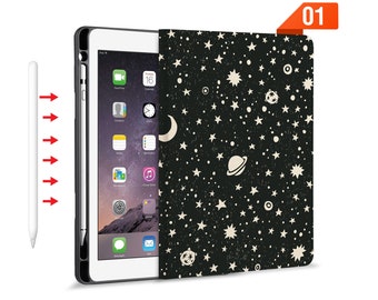 iPad Folio Smart Case stativ Läderfodral med pennhållare för iPad Pro 12.9 11 Air 10.9 10.5 9.7 Automatisk sömn, väckning, utrymme