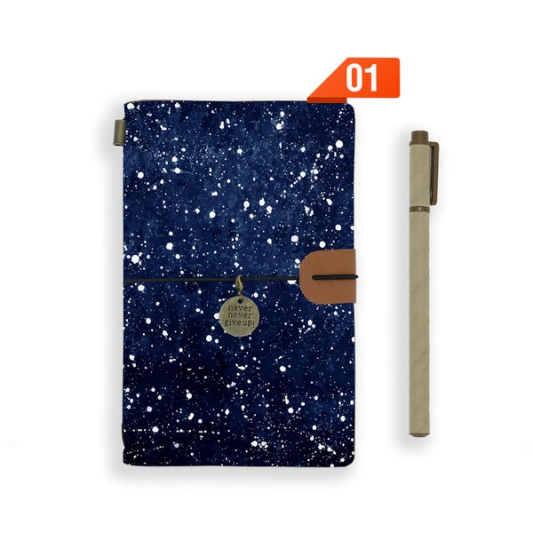 personalized leather journal refillable notebook diary genuine leather cover galaxy universe