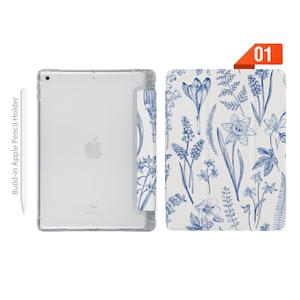 iPad See Through Smart Case Leather Stand Cover avec porte-crayon pour iPad Pro 12.9 11 9.7 Air 10.9 10.5 10.2 mini 4 5