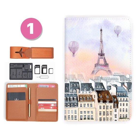 Porte-passeport En Cuir Veau Italien – Protection RFID, 10 Compartiments, Noir – Neuf