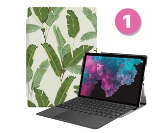 Vegan Leather Folio Case for Microsoft Surface Pro 12 11 10 9 8 7 6 5 4, Surface Go – Copilot+ ReadyLeaves