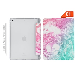 iPad See Through Smart Case Leather Stand Cover with Pencil Holder for iPad Pro 12.9 11 9.7 Air 10.9 10.5 10.2 mini 4 5