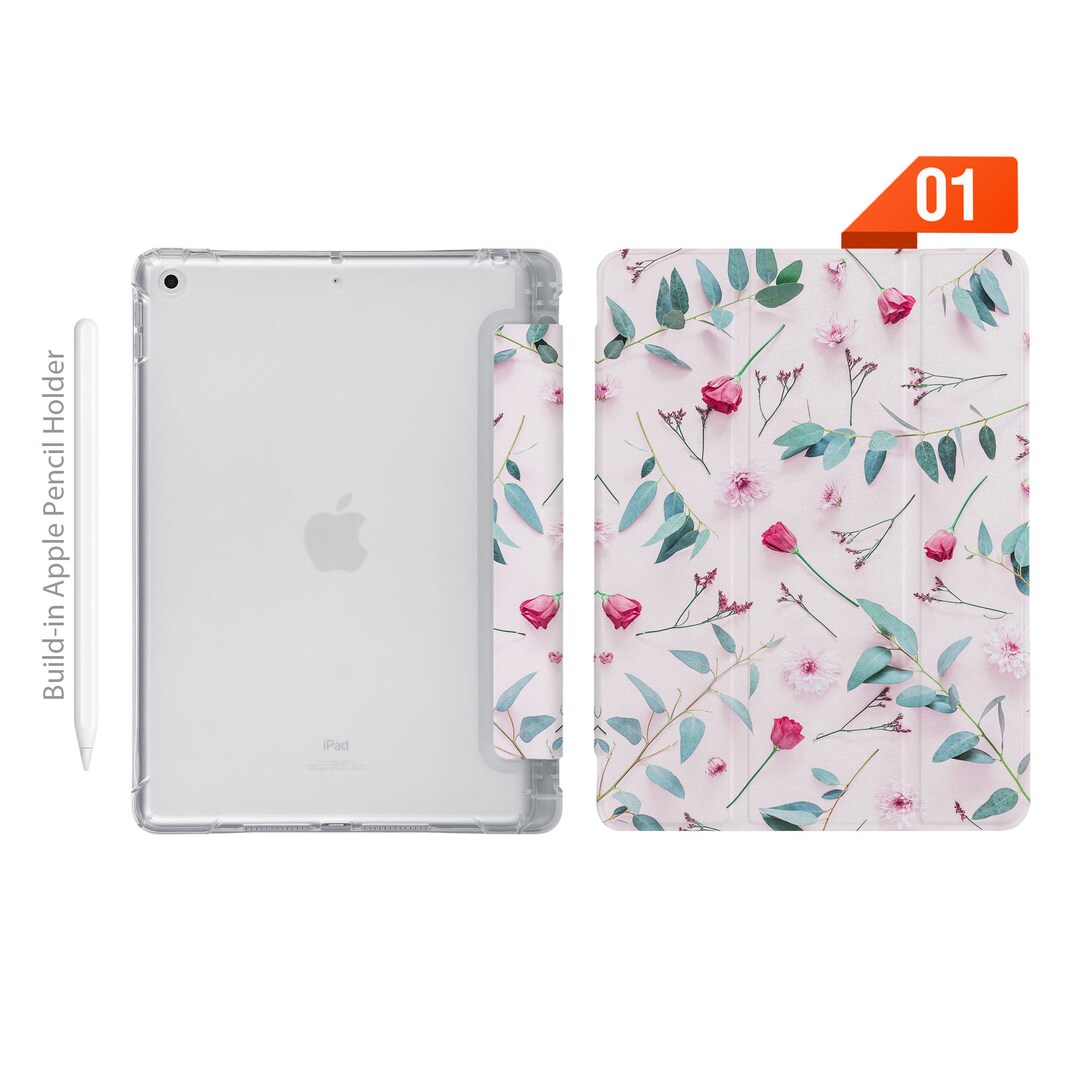 IPad See Through Smart Case Leather Stand Cover With Pencil Holder