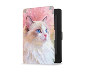 Kindle Case for Paperwhite 12th Gen (7”) & 11th Gen, ColorSoft Sribe Oasis– Auto Sleep/Wake with Handle – Personalized Gift for Her/Him Cat