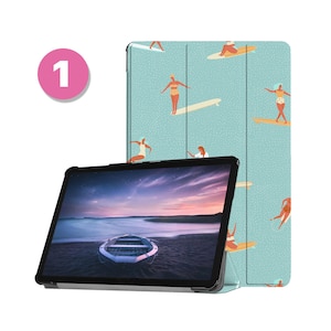 Leather Samsung Tab Stand Case for Galaxy Tab S10+/Ultra, S9/FE/Plus/Ultra, S8/S8+, S7, S6, A9/A8/A7 Lite, S7 FE, More Models sea surfing
