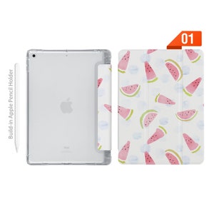 iPad See Through Smart Case Leather Stand Cover with Pencil Holder for iPad Pro 12.9 11 9.7 Air 10.9 10.5 10.2 mini 4 5