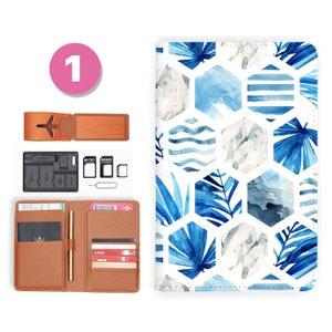 Reisepasshülle personalisierte Passhülle RFID Blocking klassisches Leder Reiseportemonnaie geometrisch Blume