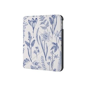 Hoesje voor KOBO Clara 6" zwart-wit/kleur, Clara 2E, Libra Color 7", Libra 2 - waterdicht, sleep/wake, ingebouwde standaardhoes bloem