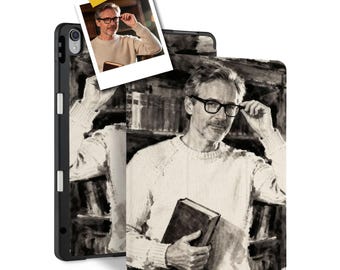 Custom iPad Case with Pencil Holder - Personalized High-Stakes Secret Agent Adventure from Your Photo-Fits Pro, Air, 10th Gen, Mini