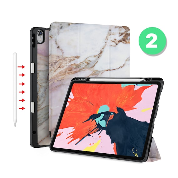 IPad Soft TPU Clear Back Smart Cover With Build-in Apple Pencil Holder for  2023 Pro 11 Pro 12.9 Mini 6 5 Air 10.9 iPad 10.9 10.2 9.7 Marble 