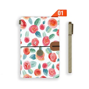 travelers notebook personalised refillable diary journal genuine leather cover rose
