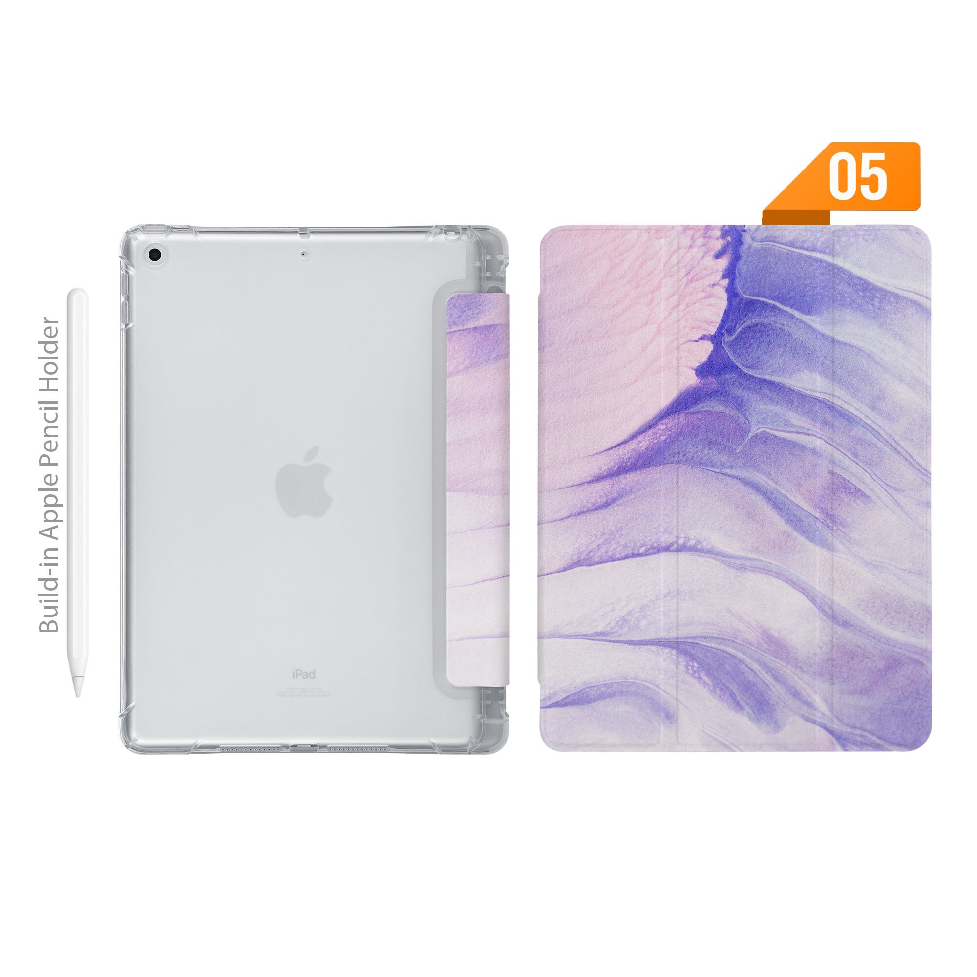 IPad See Through Smart Case Leather Stand Cover With Pencil Holder