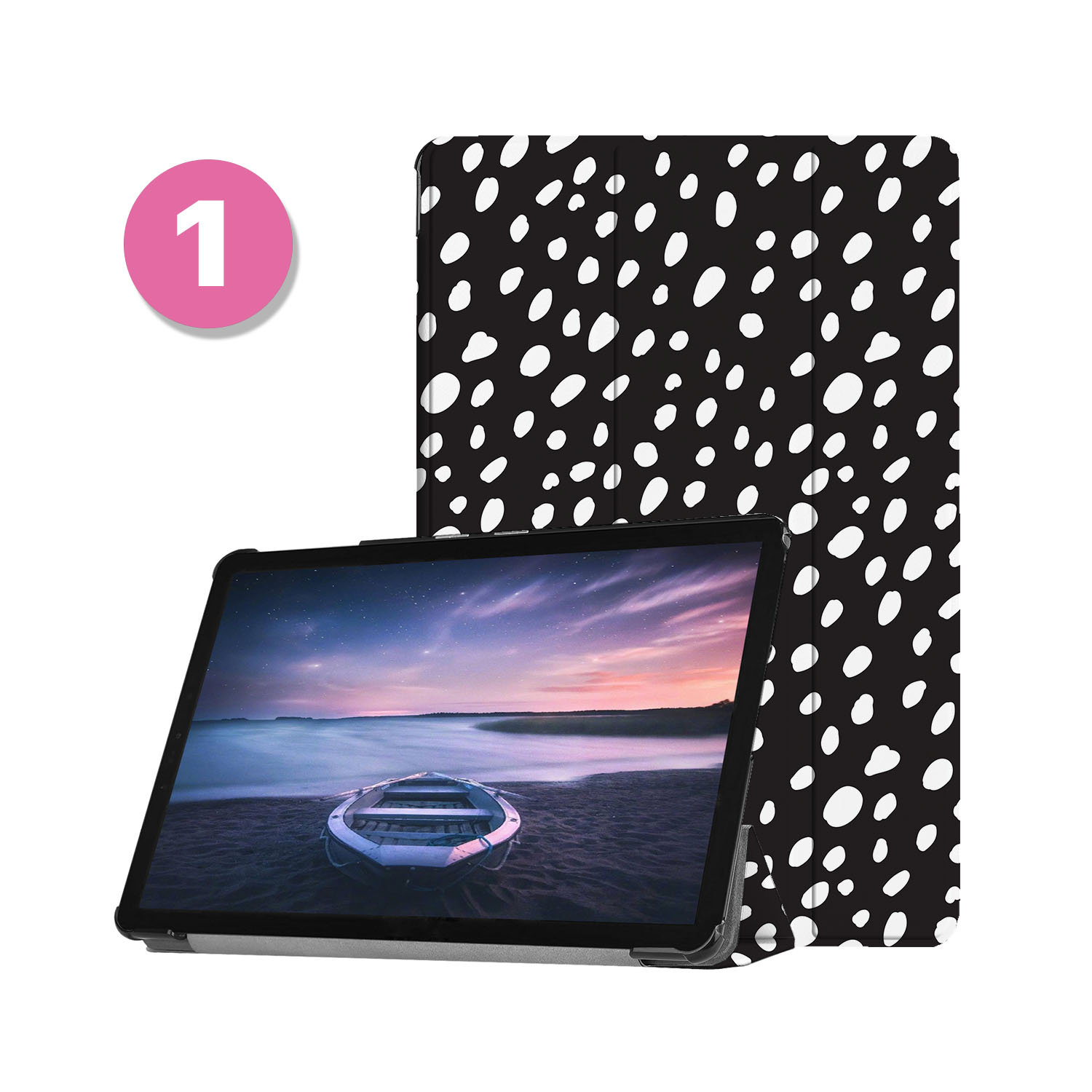 Leather Samsung Tablet Stand Case Cover for Samsung Galaxy Tab S9 S8 S7 S6  S9 Ultra S8 Plus S7 Fe Lite A9 A8 A7 Lite S9 Fe Black Dot 