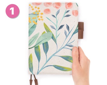 les voyageurs carnet personnalisé rechargeable Agenda journal a5 cuir couverture rose fleur