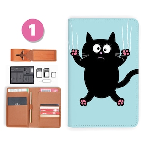 Passhülle Passhülle RFID Blocking klassisches Leder Reise portemonnaie Katze Kitty