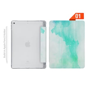 iPad See Through Smart Case Leather Stand Cover with Pencil Holder for iPad Pro 12.9 11 9.7 Air 10.9 10.5 10.2 mini 4 5