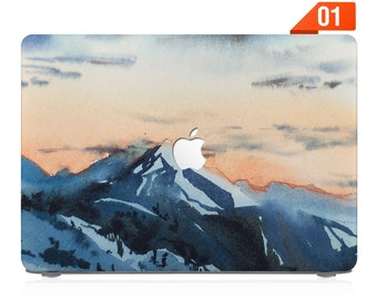 MacBook Pro Tasche gummierte Vorder- und Unterseite Hardcover für Apple Pro 14 MacBook Air 13 15 M2 pro 13 14 15 16 M1 M2 M3 Aquarell Berg