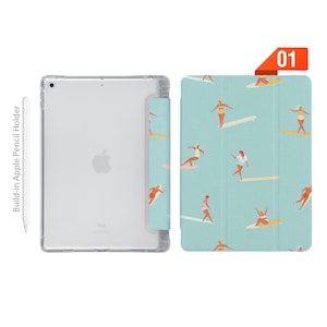 iPad See Through Smart Case Leather Stand Cover with Pencil Holder for iPad Pro 12.9 11 9.7 Air 10.9 10.5 10.2 mini 4 5