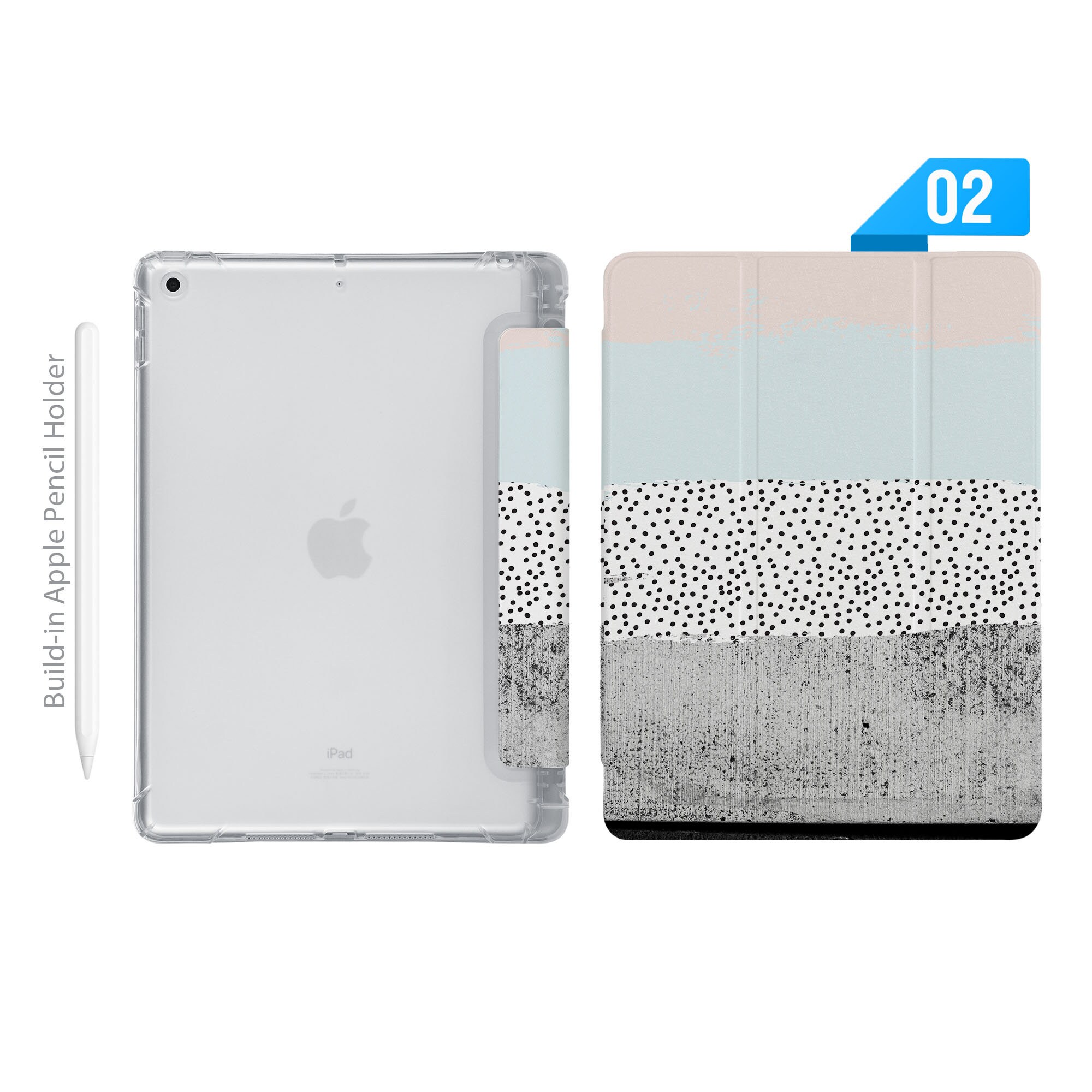 IPad See Through Smart Case Leather Stand Cover With Pencil