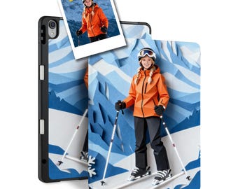 Custom iPad Case with Pencil Holder - Personalized Intricate Folded Paper Model from Your Photo - Fits All Models: Pro, Air, 10th Gen, Mini