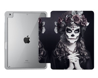 Acryl iPad Hülle iPad Pro 12.9 11 iPad Mini 6 iPad 10.9 10.2 9.7 iPad 7 8 9 iPad 10 2022 Hülle mit Stifthalter individuelles Geschenk Totenkopf gruselig