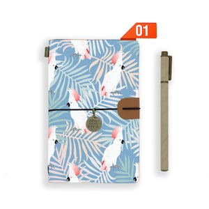 leather diary personalised refillable notebook journal genuine leather cover bird